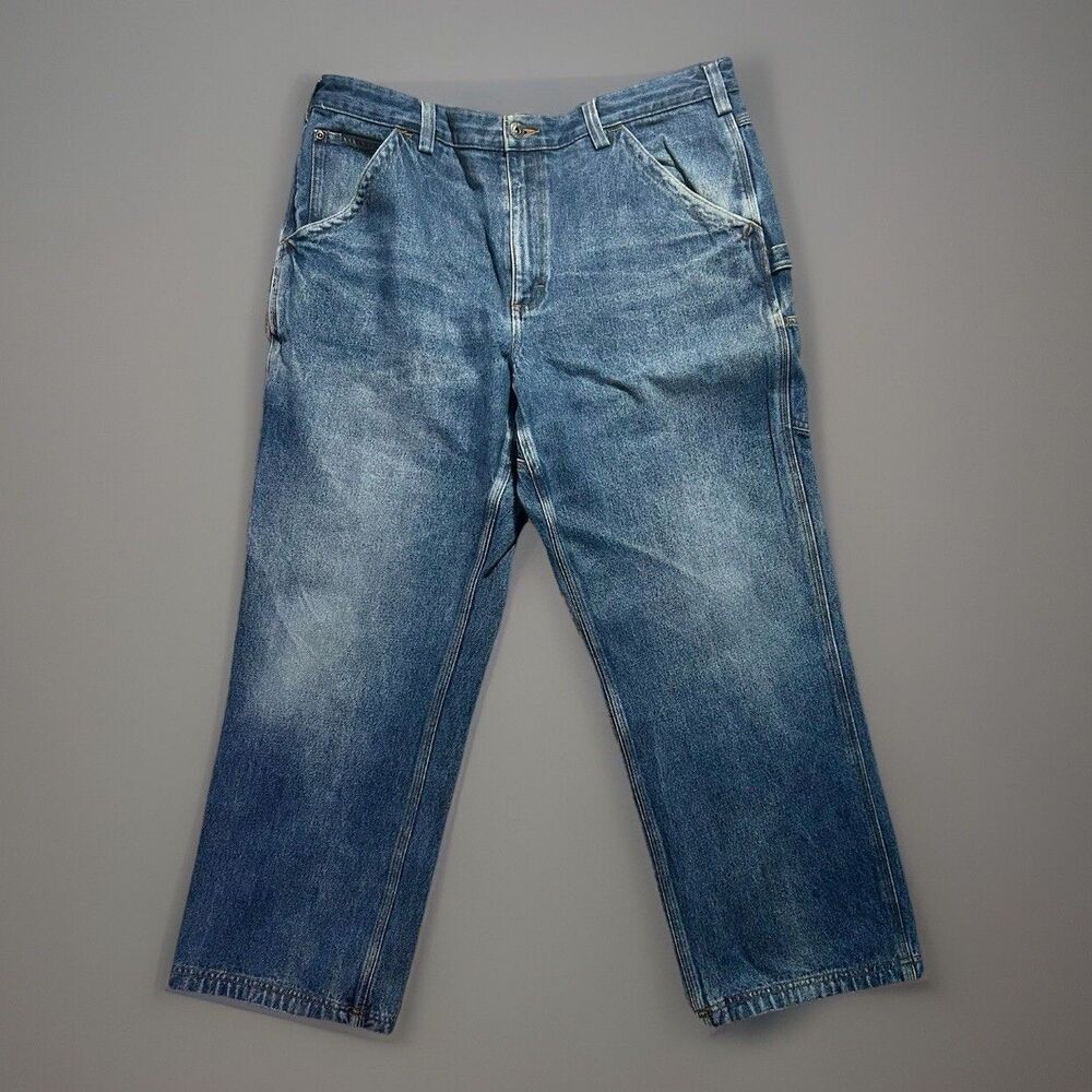 Duluth Trading  Carpenter Denim Jeans Men’s Cargo -8 pocket Size 38 X 30 Inseam
